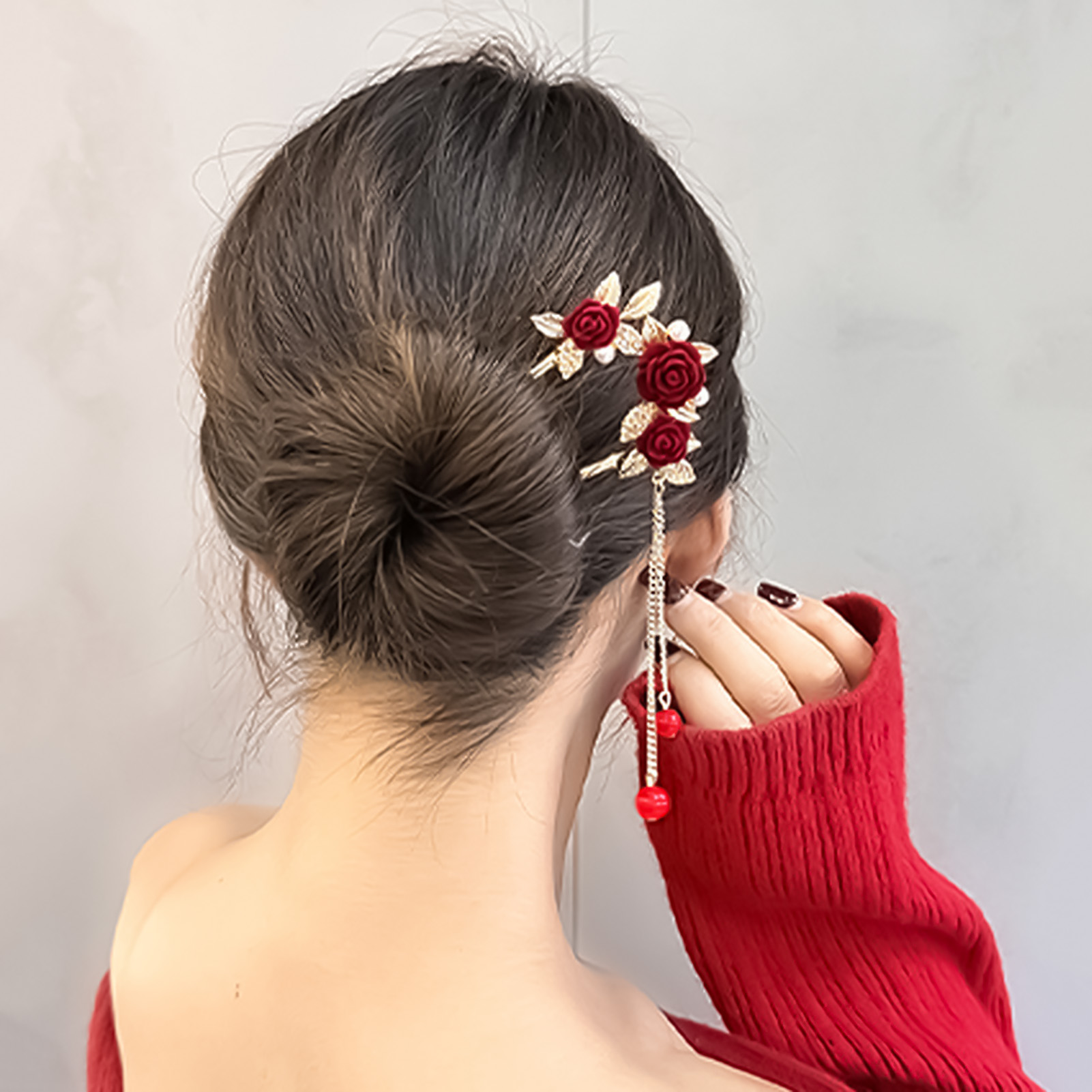Chinese Style Rose Flower Hair - Flower Supplies 评论和价格