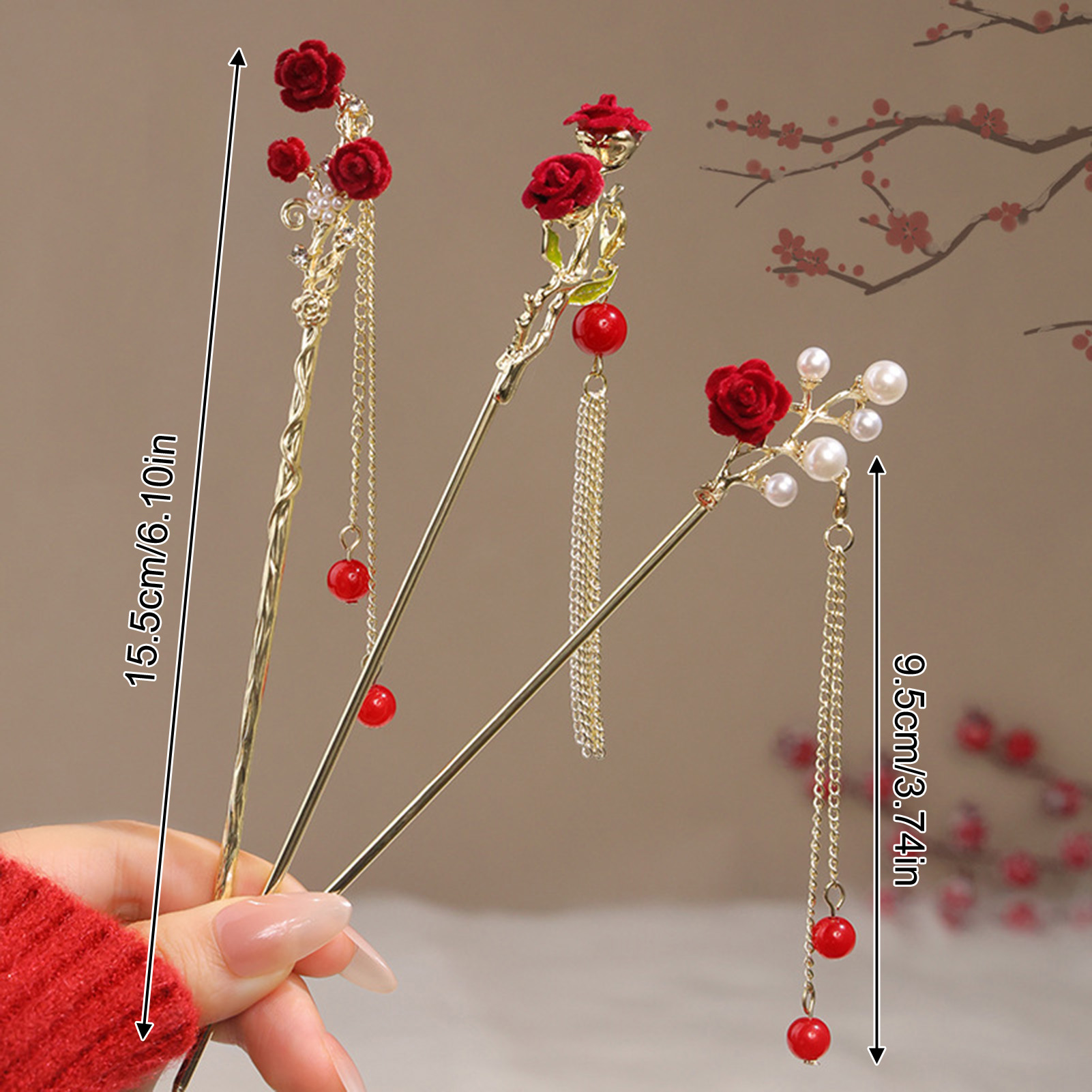 Chinese Style Rose Flower Hair - Flower Supplies 评论和价格