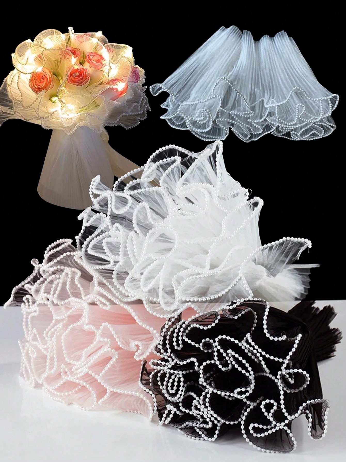 4Yards Faux Pearl Edge Flower  - Supply For Florist 评论和价格