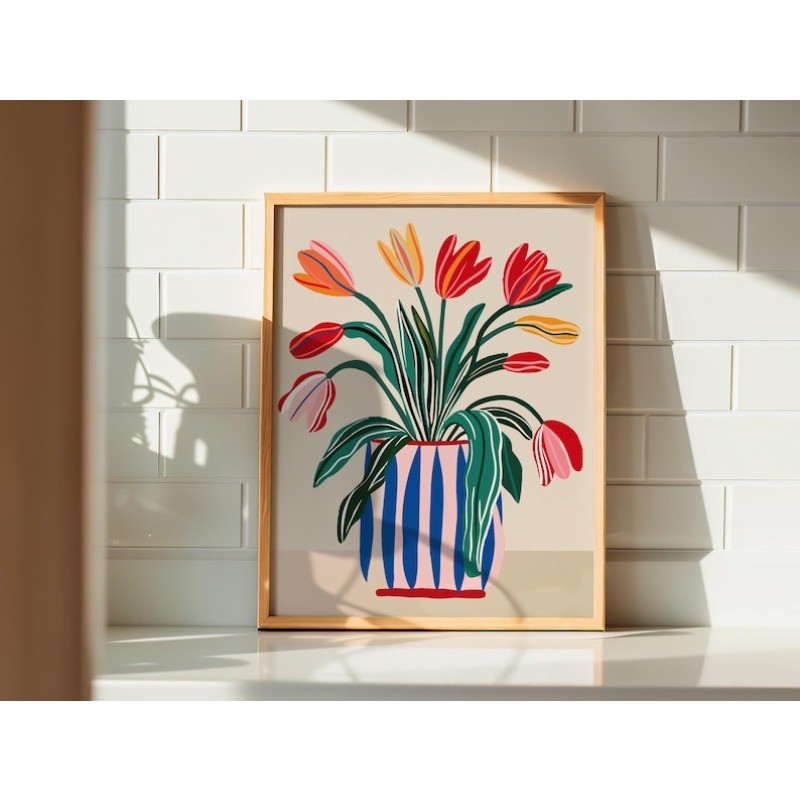 2pcs Tulip Flowers Canvas Wall - Florist Supply Vases 评论和价格