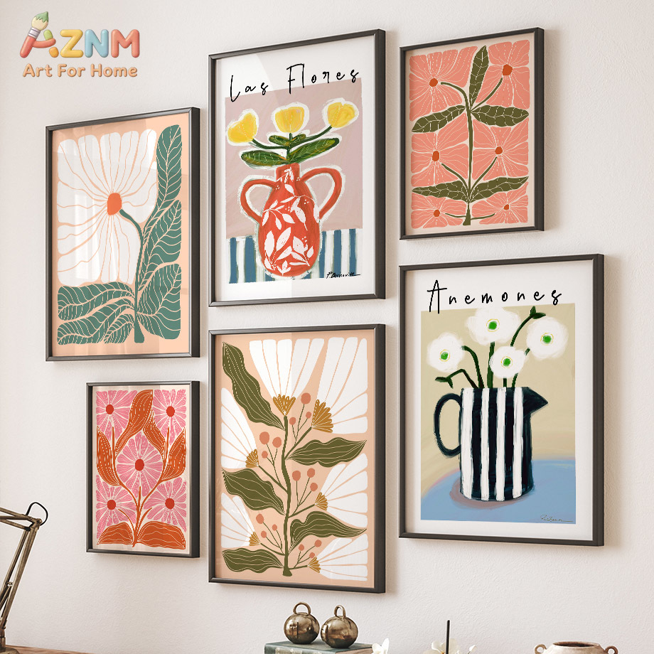 AZNM Boho Floral Canvas Wall A - Florist Supply Vases 评论和价格